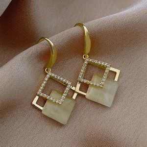 Gorgeous Rhinestone Decor Geometric Drop Earrings